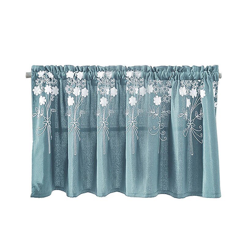 Rideau court imprimé Floral, demi-rideau transparent pour cuisine et salon, , pour panneau de fenêtre, décoration de chambre à coucher: E Short Curtain / 74x61cm