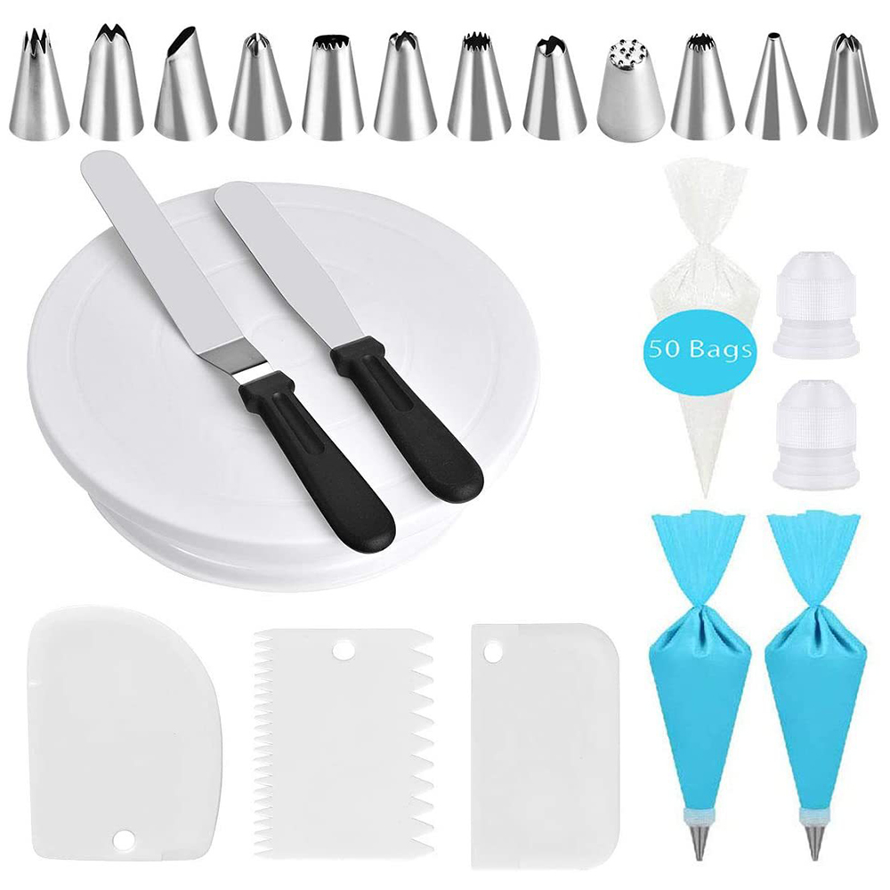 Cake Stand Turntable Rotating Base Cake Plastic Dough Knife Decorating 11 Inch Cream Cakes Stand set Cake Rotary Turntable tool: Type 03 72pcs