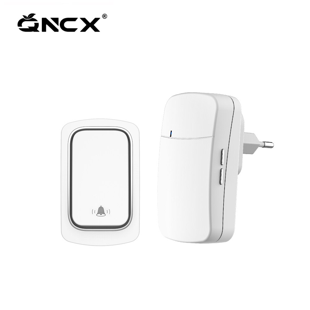 Qncx trådlös dörrklocka självdrivande ringklocka dörrklockor utan batteri knapp hem välkommen utomhus ding dong maskin us/eu