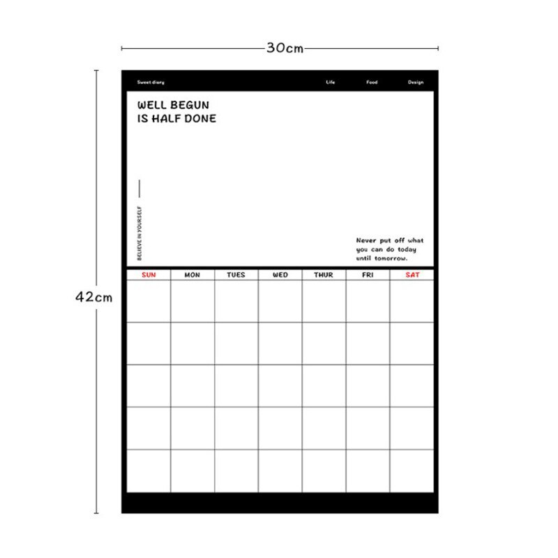 Erasable Magnetic Refrigerator Sticker A3 Soft Magnetic Calendar Schedules Memo Board: SKU-9