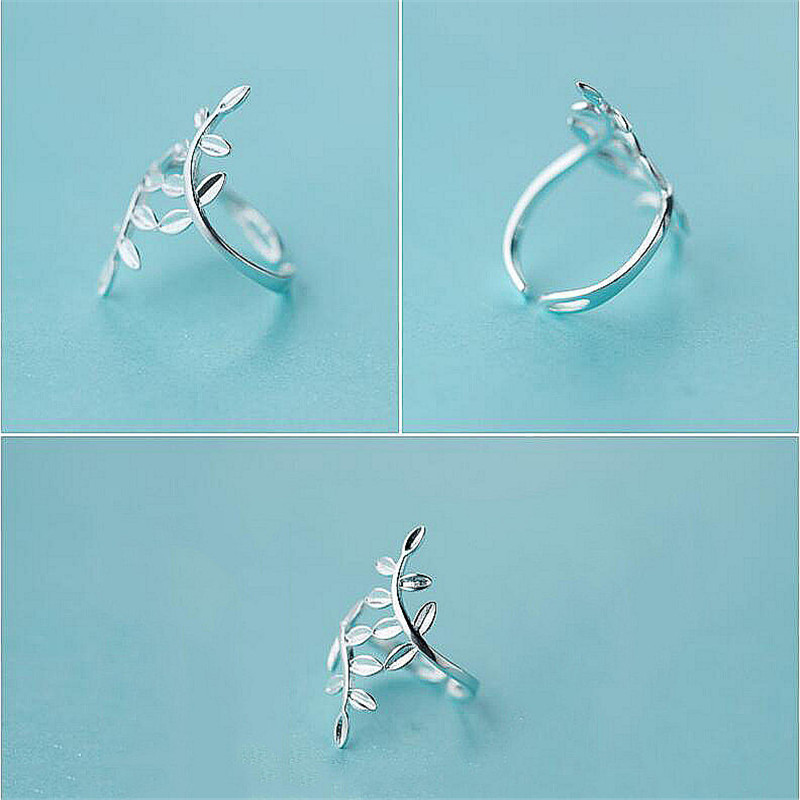 INZATT Trendy 925 Sterling Zilver Minimalistische Bladeren Persoonlijkheid Verstelbare Ring Fijne Sieraden Voor Vrouwen Leuke Party Accessoires