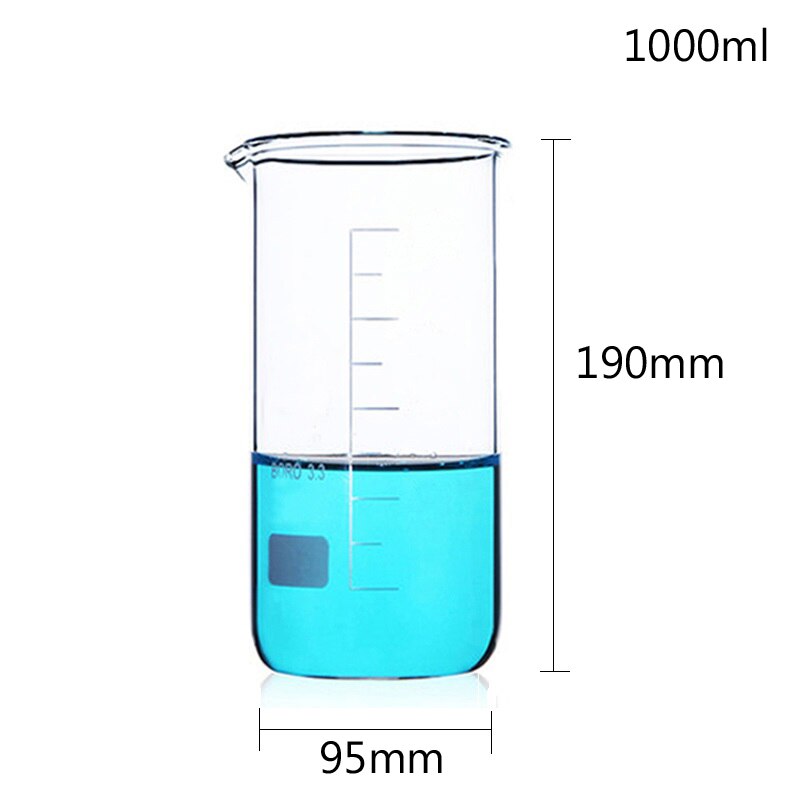 LINYEYUE 1000mL Glass Beaker Tall Form Borosilicate Glass high temperature resistance Measuring Cup Beaker Laboratory Equipment