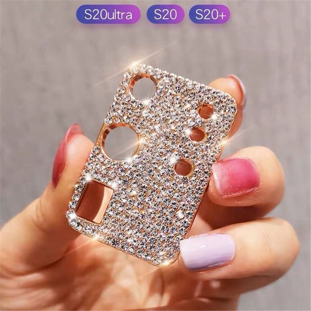 Bling Glitter Rhinestone Camera Lens Protector For Samsung Galaxy S20 Ultra S20 Plus Diamond Camera Protective Ring Cover Case