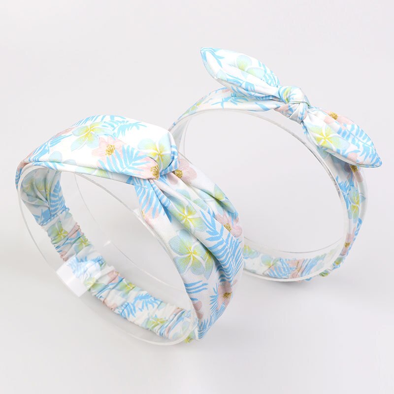 1/2 st baby turban blommigt pannband flicka rosetter blomma mamma och dotter tryckta pannband knytknut kanin öra hårband: 6(2 st)
