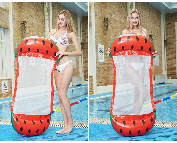 PVC inflatable water floating bed with net can be folded, double backrest floated row