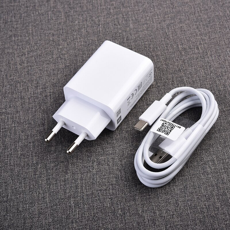 Cargador de pared rápido Original para Xiaomi Mi 9se, adaptador de cargador rápido QC3.0 de 18W, Cable de datos USB 3,1 de 1M para MI CC9, A3, Redmi Note 8Pro: EU add type c cable