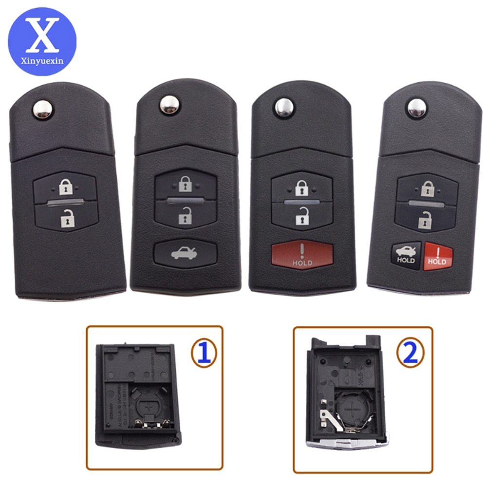 Xinyuexin Vouwen Flip Auto Sleutel Shell Fit Voor Mazda 2 3 5 6 RX8 MX5 Ongecensureerd Blade Key Vervanging Case fob Accessoires 2 3 4 Knop