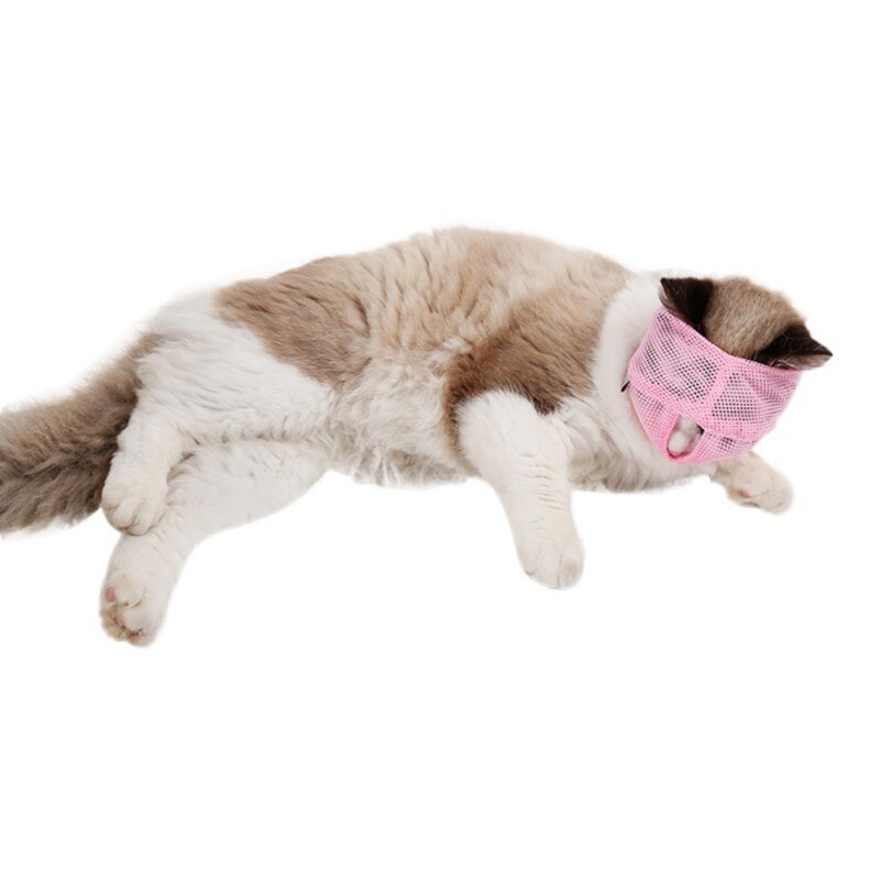 Ademende mesh anti-beet muilkorven voor katten, reisgereedschap voor katten, bad, schoonheidsproducten, verzorgingsproducten, kattenbekbedekking, maat s/l, blauw/roze