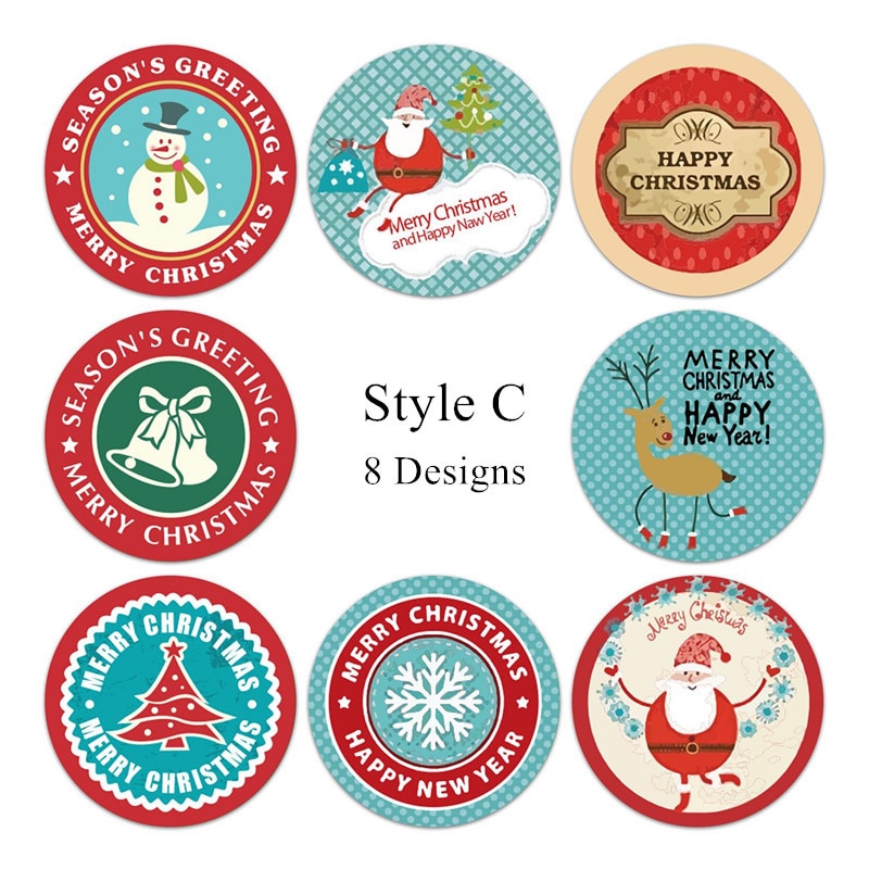 500pcs Round 4 Designs Merry Christmas Thank You S... – Vicedeal