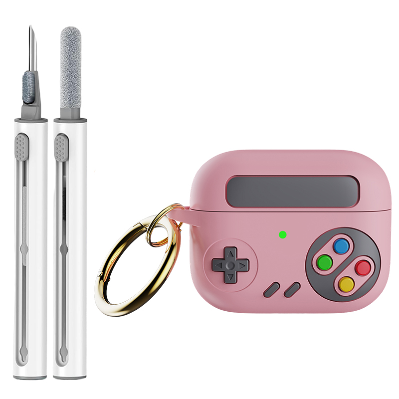 Para AirPods Pro 2 funda generación 1.a consola de juegos Retro estilo protector Air Pod segunda cubierta con llavero Compatible con AirPod 3 4: XS / Rosa