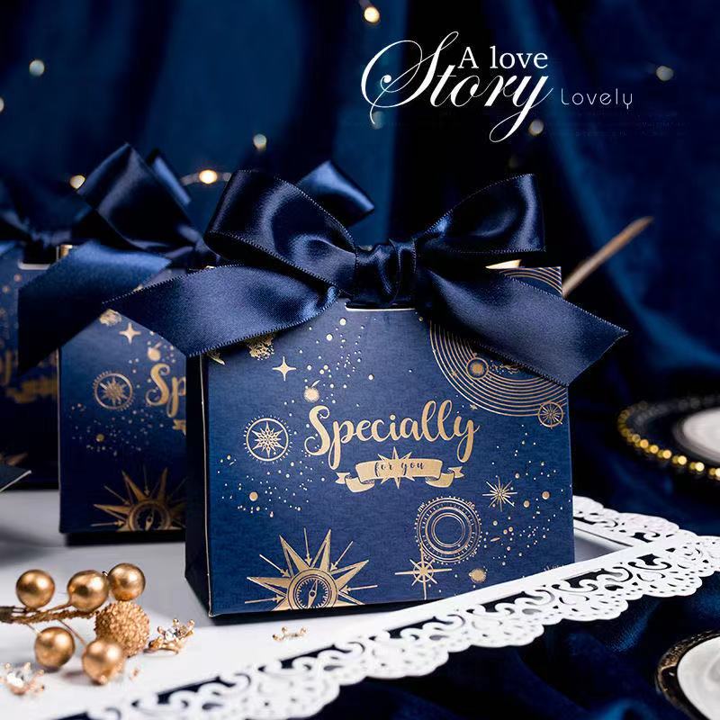 Blue Sweet Bag Box for Decoration/Event Party Supplies/Birthday Favours Boxes Star DIY Boxes: blue ribbon / 20pcs