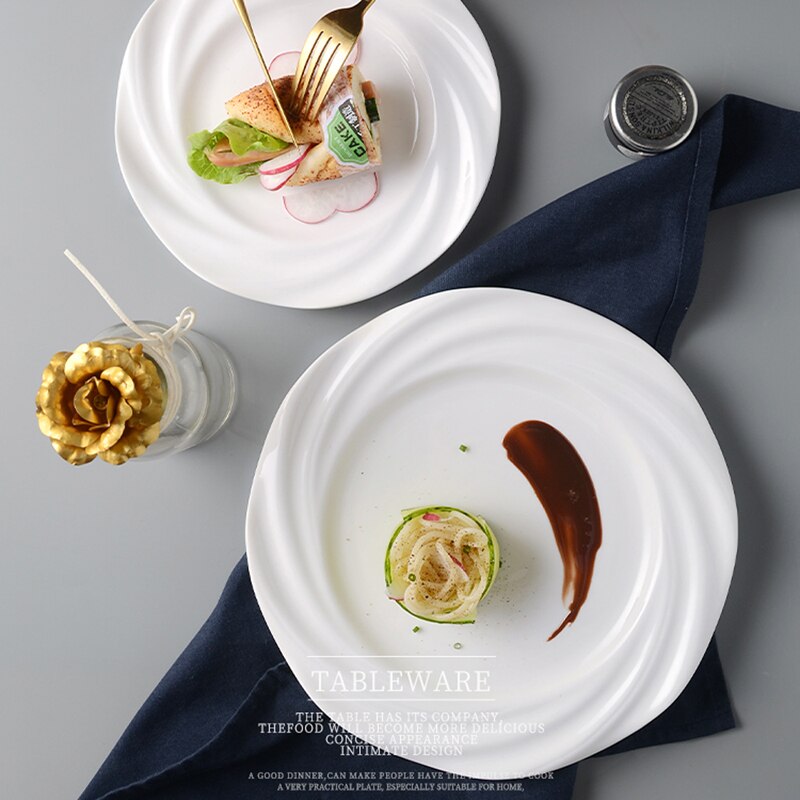 Zuiver Wit Westerse Diner Plaat Pasta Plaat Ontbijt Plaat Keramische Schijf Thuis Schotel Plaat Restaurant Dessertbord Creatieve Snack