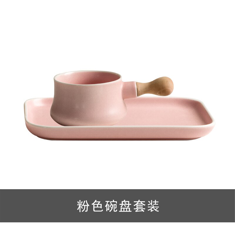 2 stk/sett japansk serviseterriner til suppe eller melk og tallerken til lagerpause restaurantutstyr: Rosa