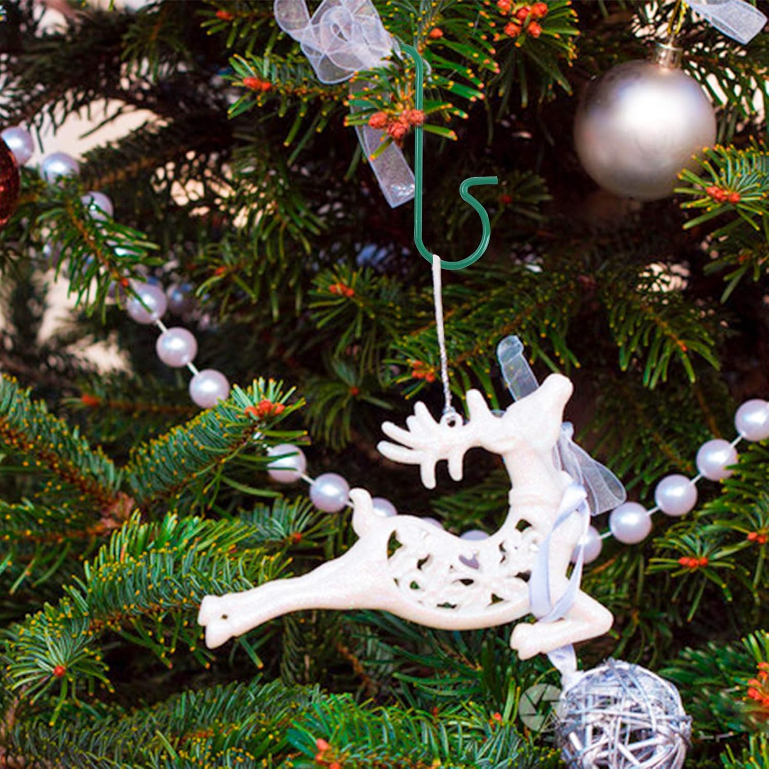 Ganchos de árvore de natal verde, pingente de suspensão de natal, mini cabide, bola, ornamento, gancho para guirlanda de ano novo, decoração de festa em casa