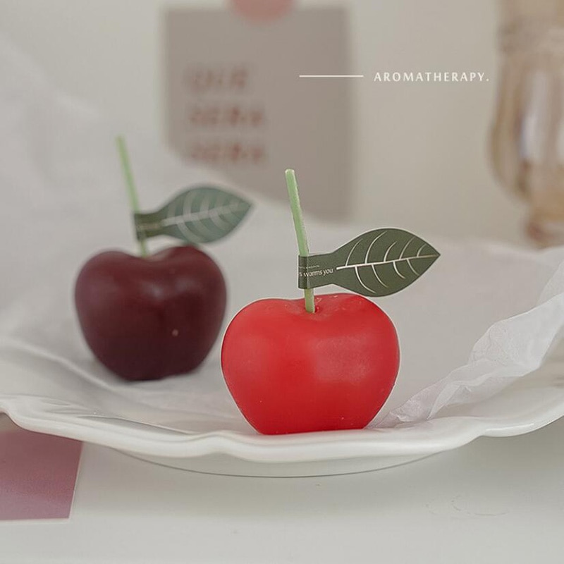 4Pcs Cherry Geurkaarsen Fruit Vorm Kaarsen Jaar 2022 Wedding Home Decoratie Tafel Kaarsen Sets Foto Props