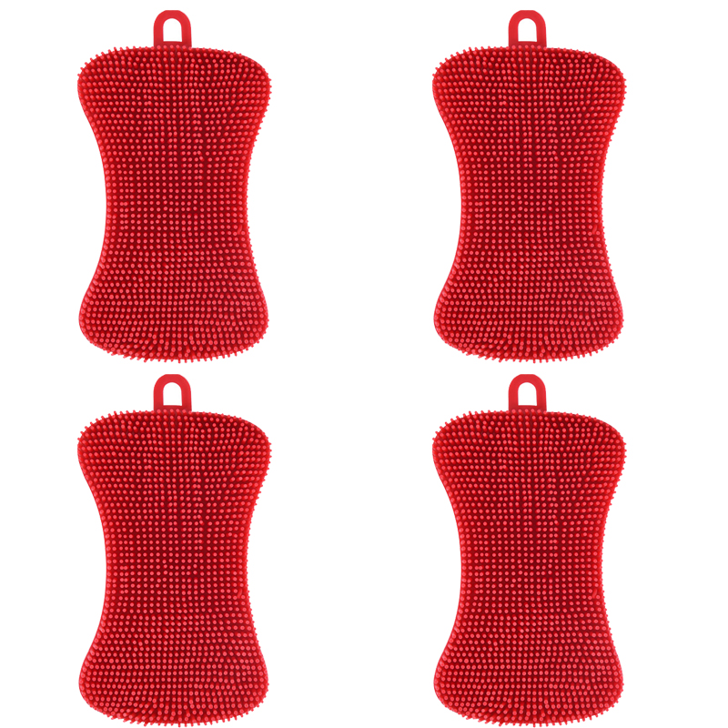 1/4Pc Spazzola per lavare i piatti in silicone Pentola Spugna lavasciuga Tampone abrasivo in silicone Pentola per frutta Spazzole per lavare Strumento per la pulizia della cucina: MULTI