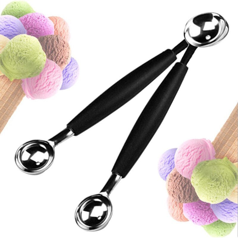 18cm Dual-head Ice Cream Scoop Stainless Steel Fruit Watermelon Digger Baller Scoop Stacks Home Spoon Kitchen Accessories