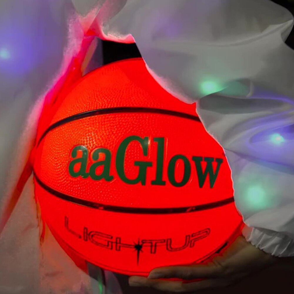 Light Up LED Basketball Rubber Ball High Brightness Glowing Rubber Basketball Wear-Resistant Glowing Basketball Night Sports