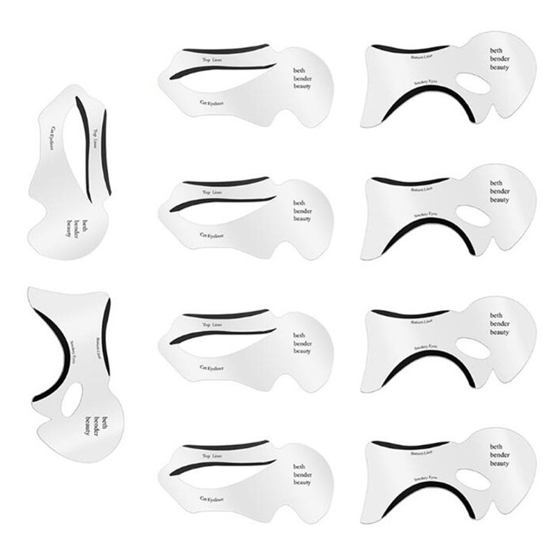 10pcs Cat Eye Eyeliner Smokey Eyeshadow Drawing Guide Reusable Stencil for Classic Eye Liner Template makeup set: Default Title