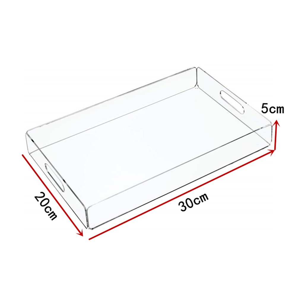 Clear Acryl Morsbestendig Koffie Ontbijt Thee Dienen Voedsel Dienblad Platen Met Handvat Opslag Container Voor Keuken Dressoir