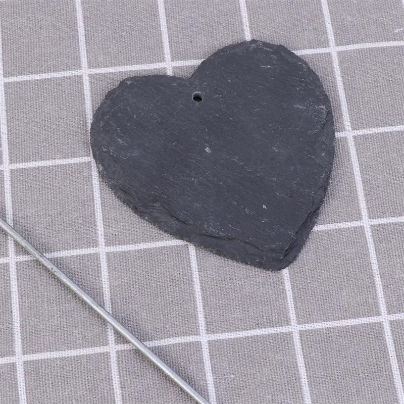 Slate Plant Label Natural Style Heart-shaped Iron Hanging Greenhouse Sign Gardening Sign Garden Marker for Flower Bed Pots