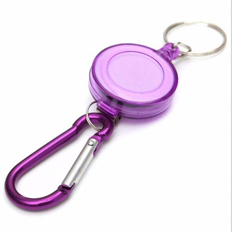 Llavero retráctil para tirar, tarjeta de identificación, etiqueta con cordón, portatarjetas, Clip de cinturón de retroceso, suministros de carcasa de Metal,: purple