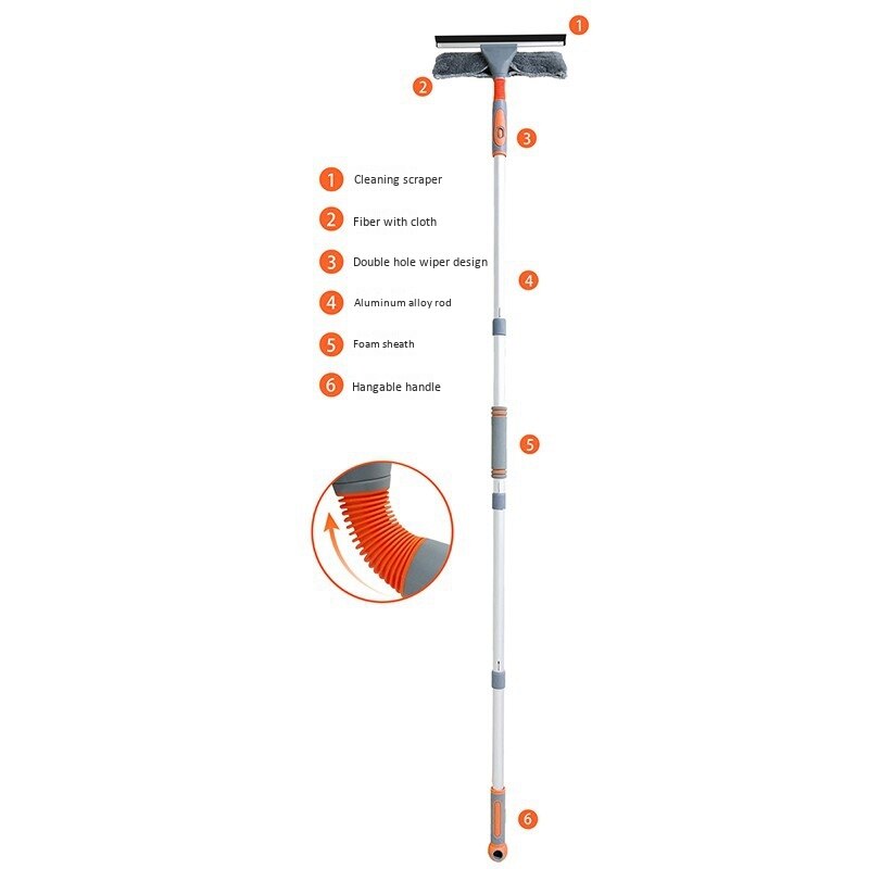 East Glass Window Brushes Squeegee Scraper Rubber Telescopic Rod Brush Wiping Window Cleaner House Cleaning Tools