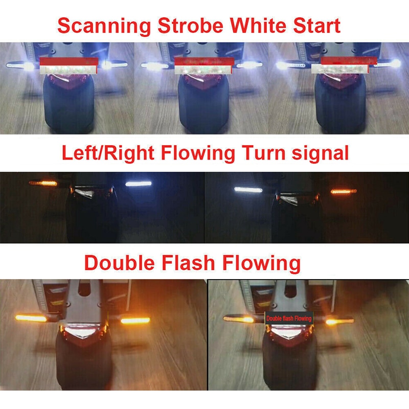 Motorcykel 24 lysdioder høj lyse rav blinklys indikator lys bageste hvide kørelys flyder røde bremselygter