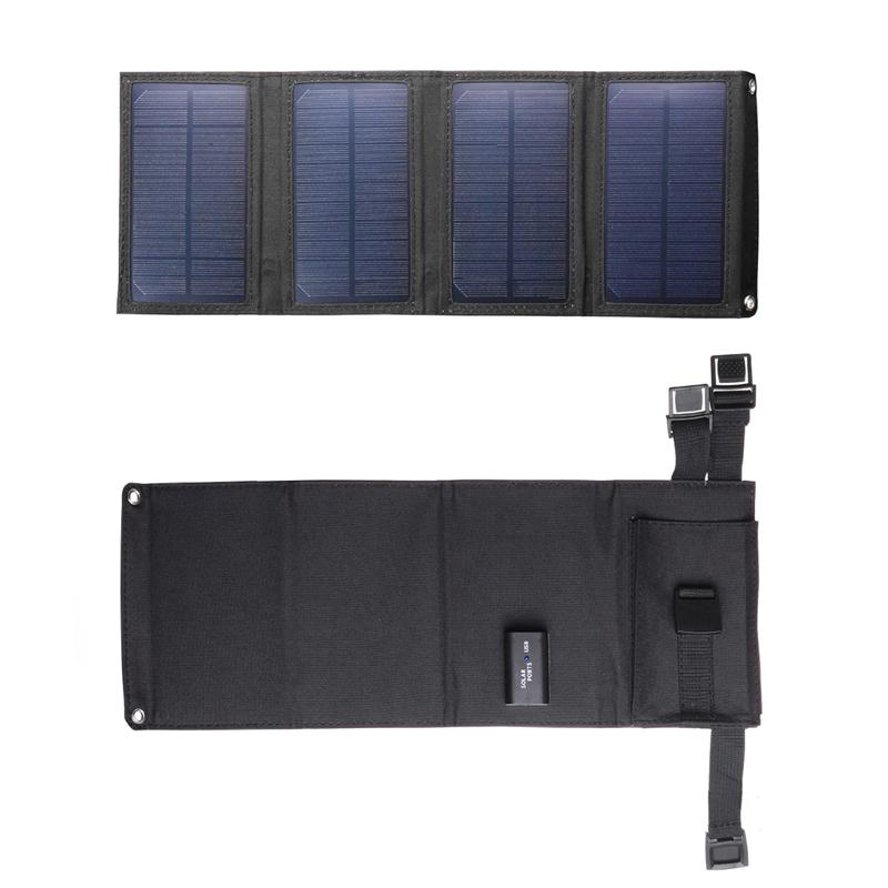50W Folding Solar Panel 5V Solar Cell Portable Sun Power Waterproof Foldable USB Port Charger Mobile Power Bank for Phone: Black