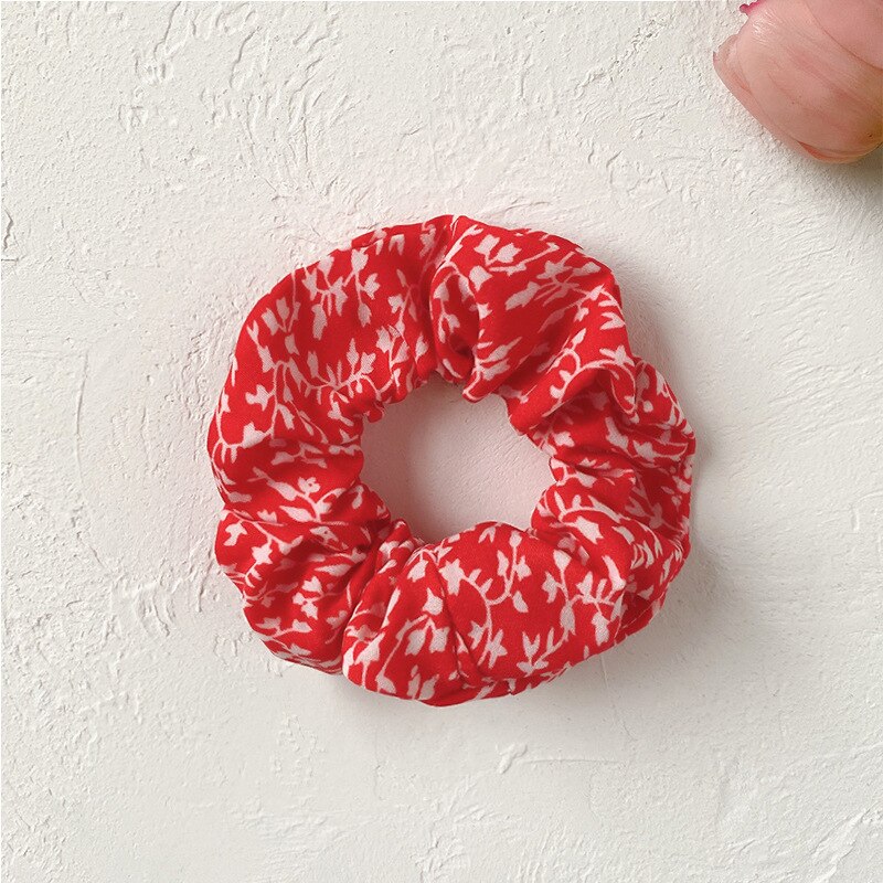 FLACELL Summer Korean Red Dot Floral Plaid Hair Ribbon Rubber Bands Scrunchie Set for Women Girls Party Hairwear: 11