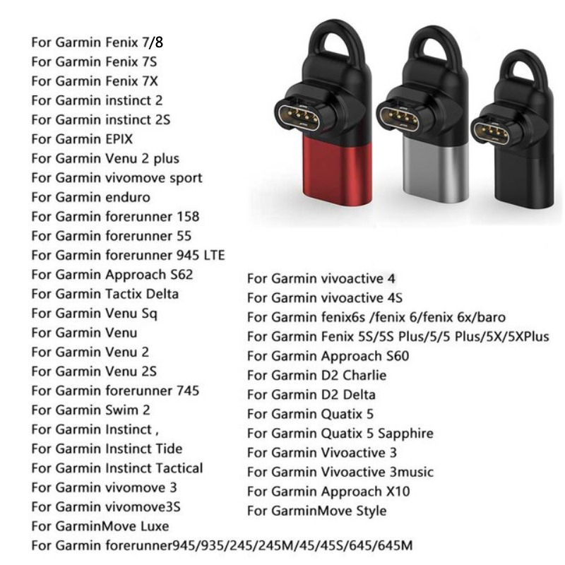 Type C Lader Adapter voor Garmin Fenix 8 7 6 5 8X 7X 6X Tactix Oplaadadapter Micro/IOS USB voor Garmin Horloge Oplader Adapter