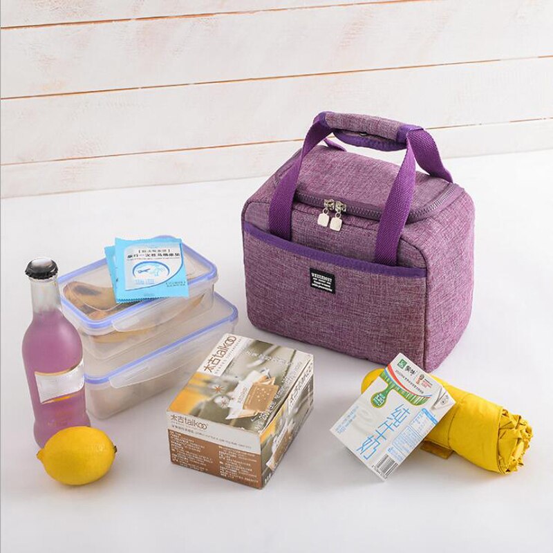 Portable Thermal Insulated Lunch Box Tote Cooler Handbag Bento Pouch Dinner Container School Food Storage Bags: Purple