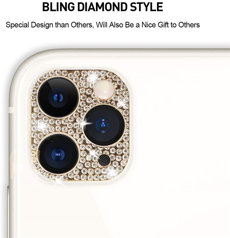 Bling Glitter Diamond Camera Mobiele Telefoon Lens Protector Cover Voor Iphone 12 Pro Max Mini IPhone12 Ring Case 3D Lentes sticker