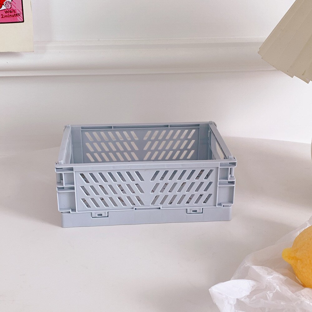 Collapsible Crate Plastic Folding Storage Box UtilityCosmeticContainer Desktop Holder Home Kitchen Warehouse Storage Baskets Box: S-2