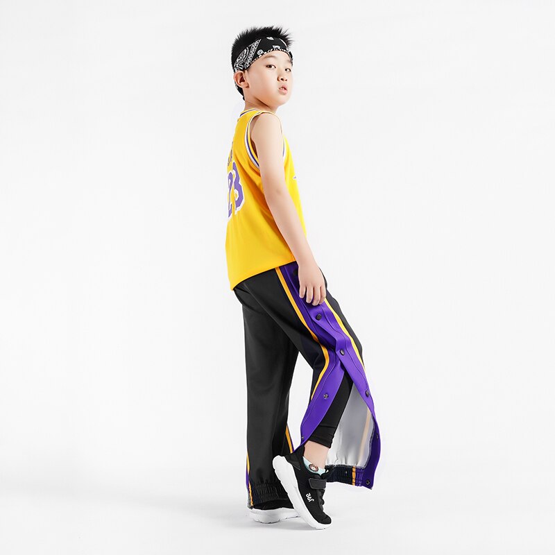 Basketball Pants For Kids Boys Trousers Side Split Snap Button Joggers Workout Keep Warm Windproof Training Tear Away Trackpant