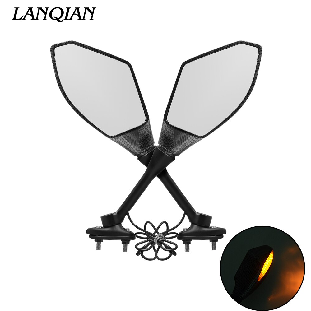 Motorcycle Rearview Mirrors With Turn Signal LED Light For Ducati 899 959 1098 1100 1198 1199 1299 R S panigale