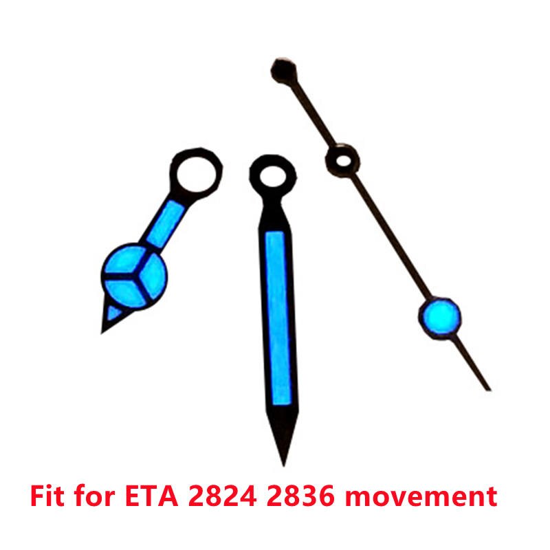 Gemodificeerde Horloge Onderdelen Blauw Groen Lichtgevend Horloge Hand Fit Voor NH35 NH36 2813 8215 Automatisch Uurwerk Horloge: Blue luminous 2824