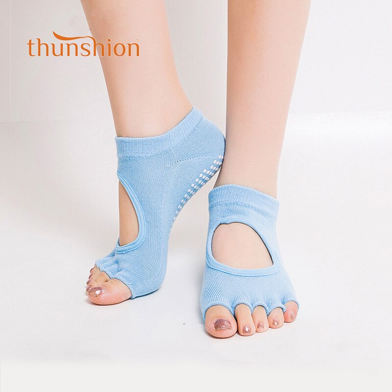 Calzini Yoga Donna - 3 Paia - Collo e Dita Aperte - PVC Antiscivolo Massaggio Dita