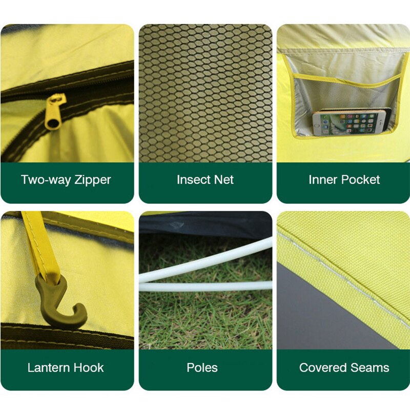 Camping Pop Up Tent Waterdicht Past 2-3 Personen Draagtas Inbegrepen