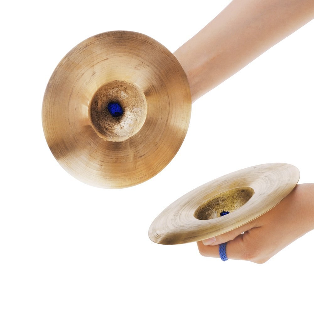 2 uds. De (15cm / 5.9in Mini niños pequeños de cobre mano platillos Gong Band ritmo Beats percusión instrumento Musical de juguete)