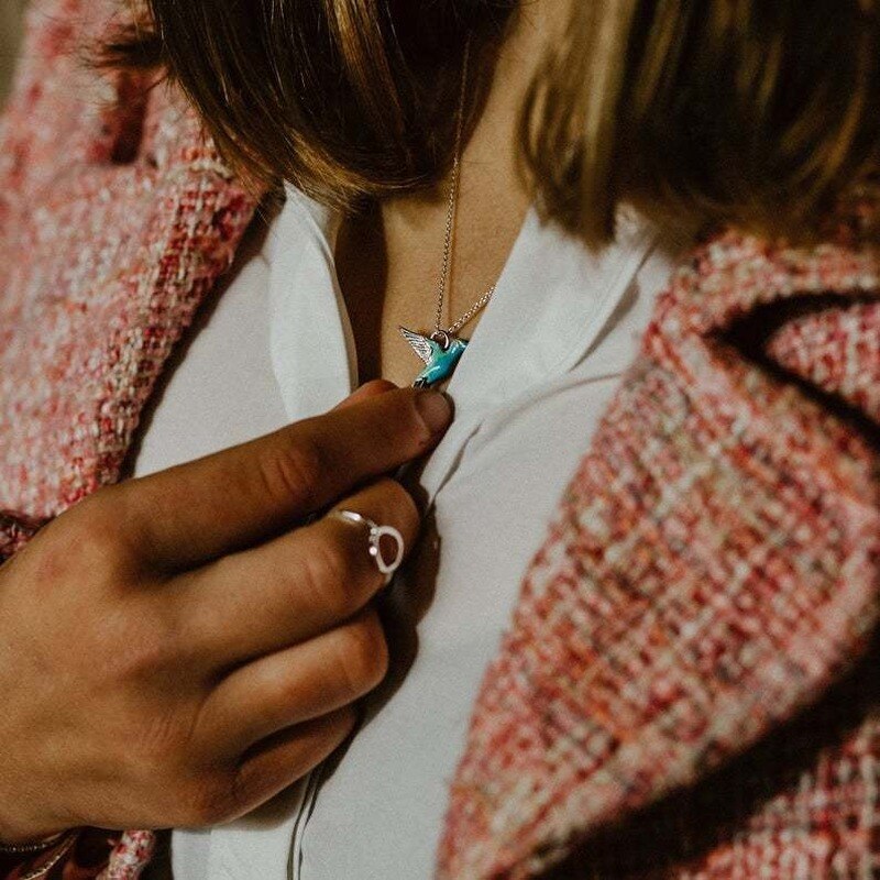 Kristal Dier Kolibrie Kettingen Mode Blauwe Kleur Sleutelbeen Ketting Swallow Vogels Kettingen Collares Joyeria Mujer