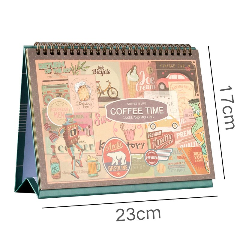 Sharkbang Vintage Desktop Calendar Agenda Planner Retro DIY Table Calendar With Free Stickers School Stationery