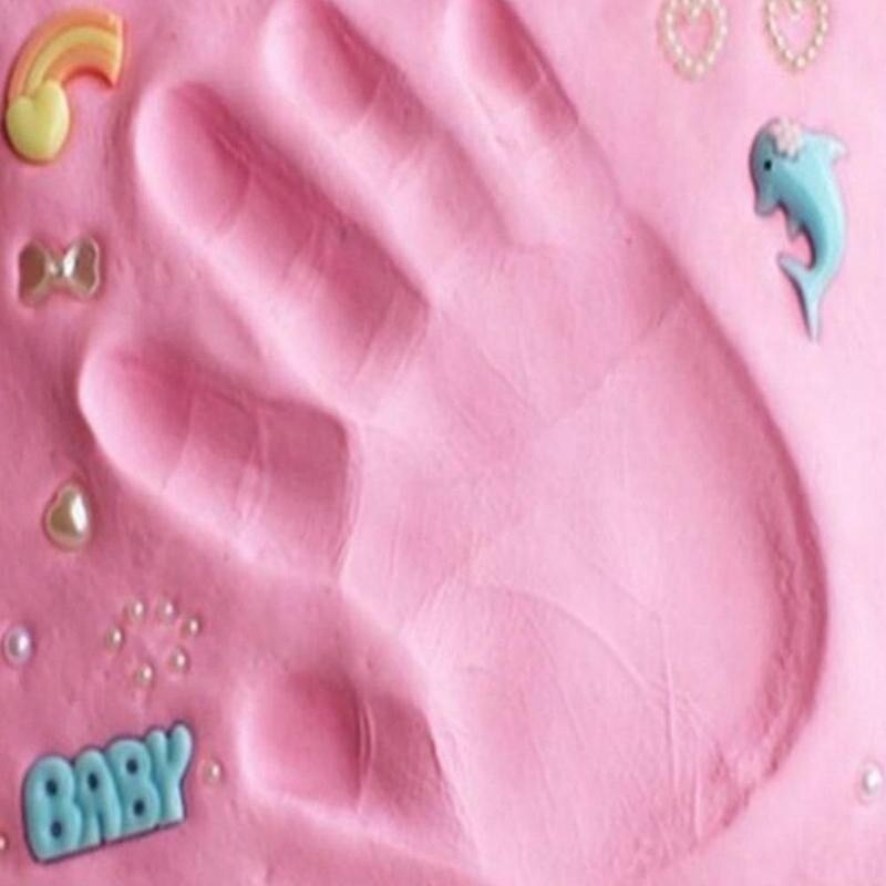 20g Parent-child Hand Inkpad Fingerprint Baby Care Air Drying Soft Clay Baby Handprint Footprint Imprint Kit Casting