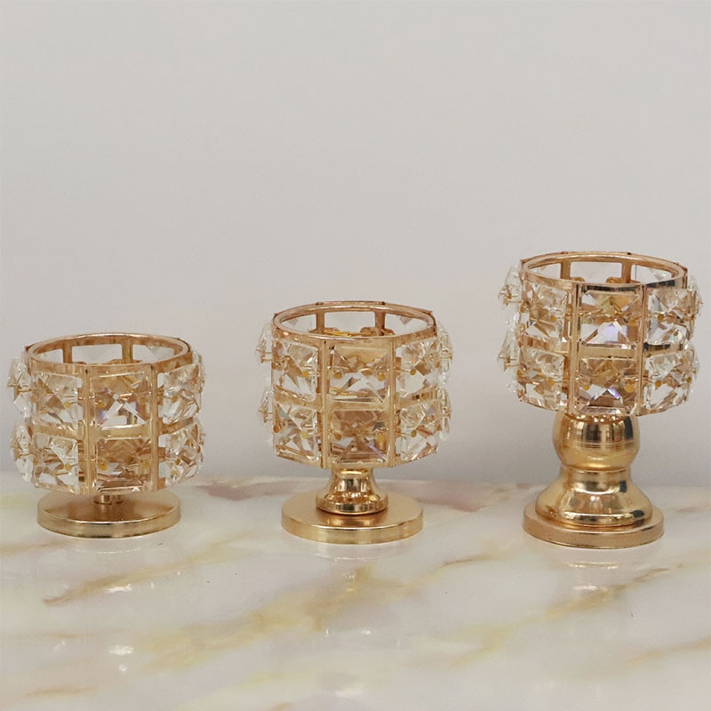 Mini cristal bougeoir or mignon chandelier ornement décoration de mariage centres de Table chandelier pour fête décor à la maison