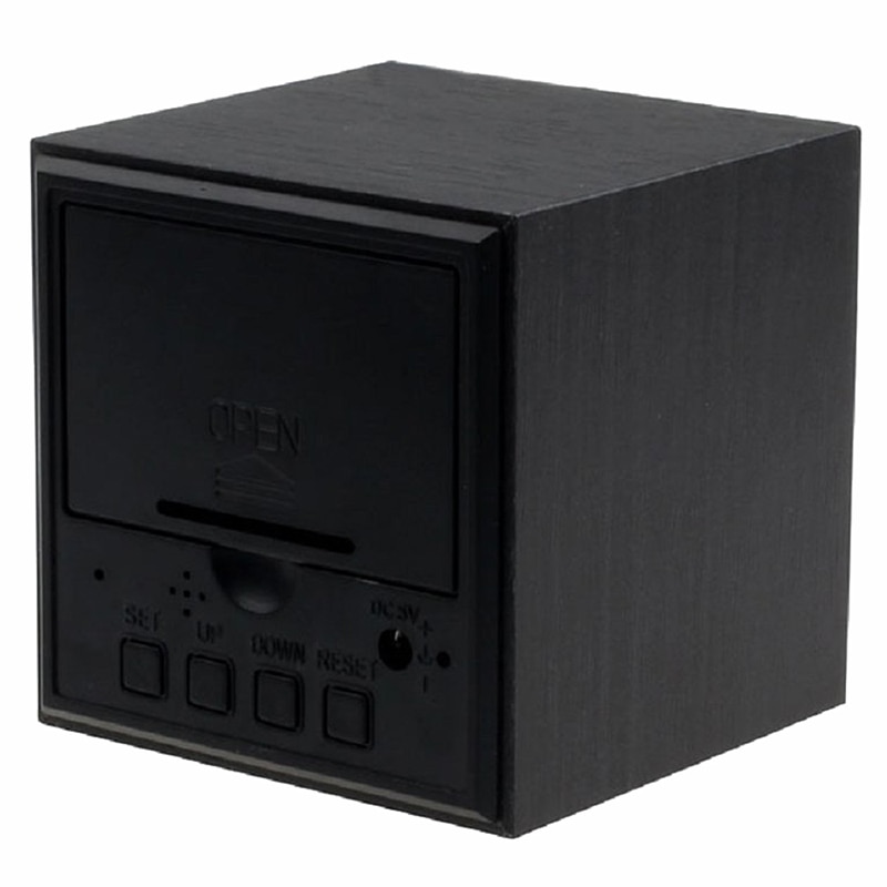 Css wekker / digitale klok houten tafel met een usb-poort, werkt op aaa-batterijen zwart / blauw