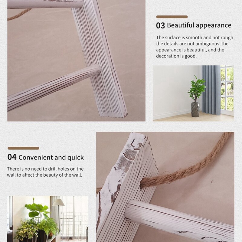 Colgante de pared con cuerda para decoración del hogar, toallero de madera Retro Para dormitorio, baño, cocina, sala de estar, escalera de almacenamiento