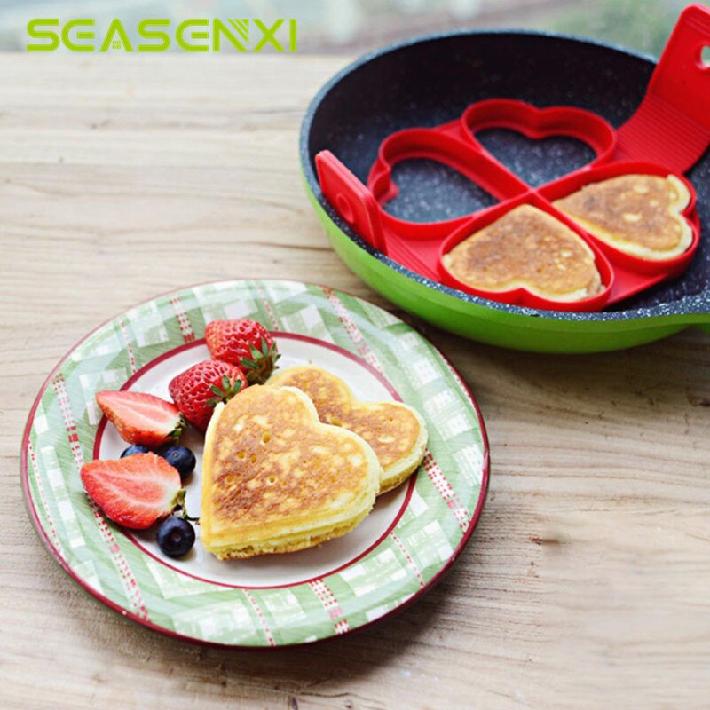 Silicone Nonstick Pancake Maker Mold Christmas Heart Egg Ring Mould Kitchen Frying Molds Cooking Tool Accessory Kids Breakfast