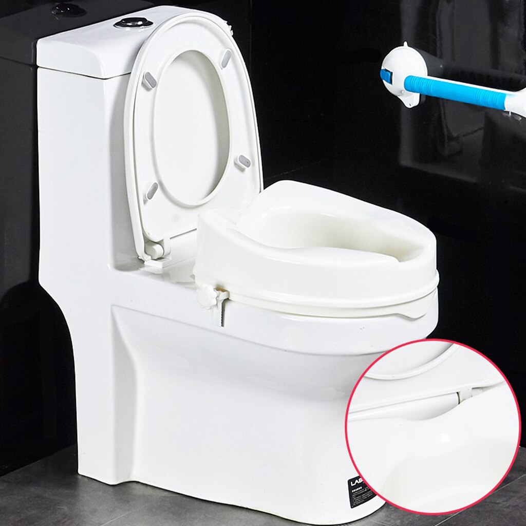 White Raised Toilet Seat Lifter Safety Elevated Riser Bathroom Mobility Aids for Seniors Pregnants Elderly, Inconvenient Aids