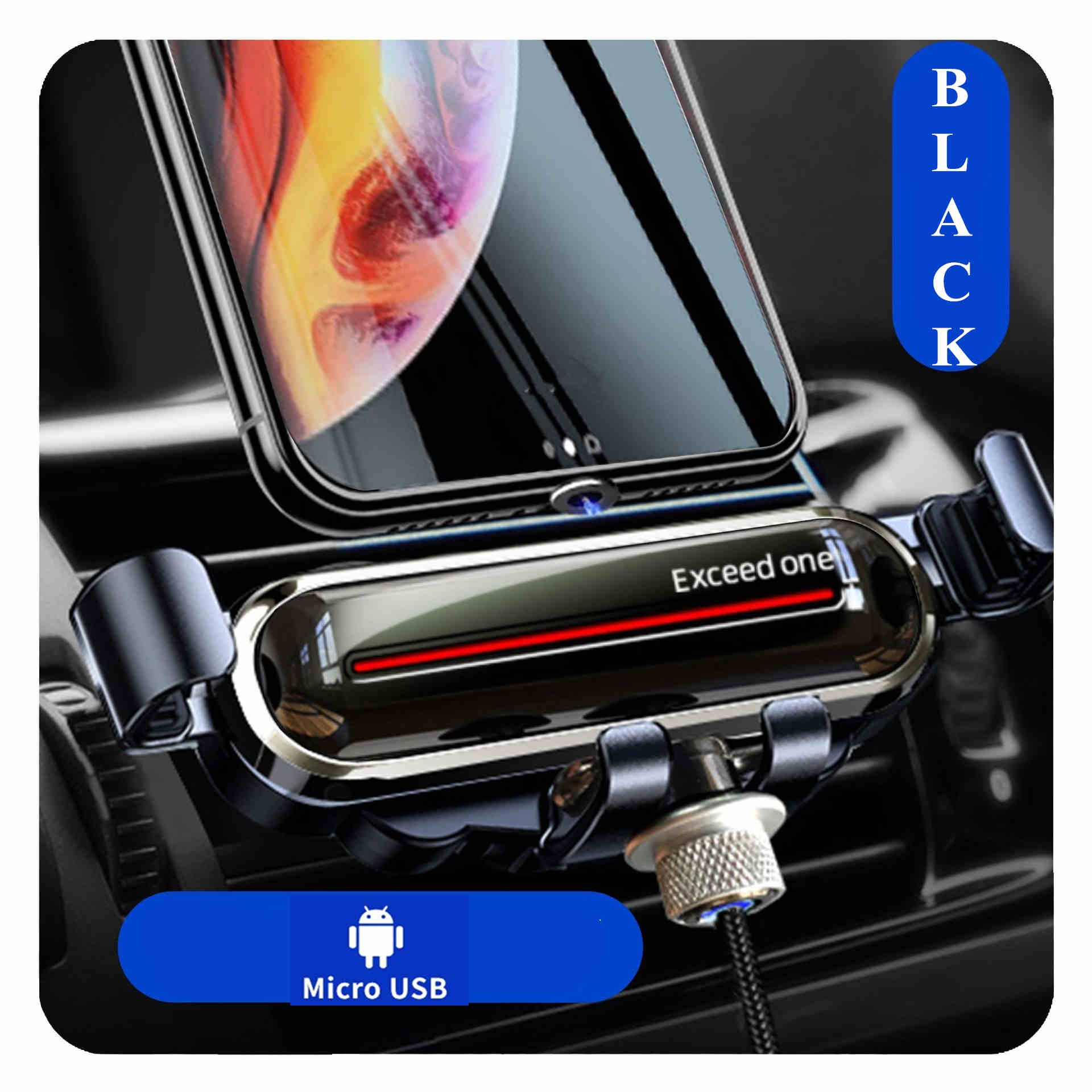 Metalen Draadloze Auto Telefoon Oplader Houder Snelle Opladen Mount Voor Iphone Xr Xs Max Huawei P30 Pro Samsung S10 Plus smart Telefoon: black for Micro usb