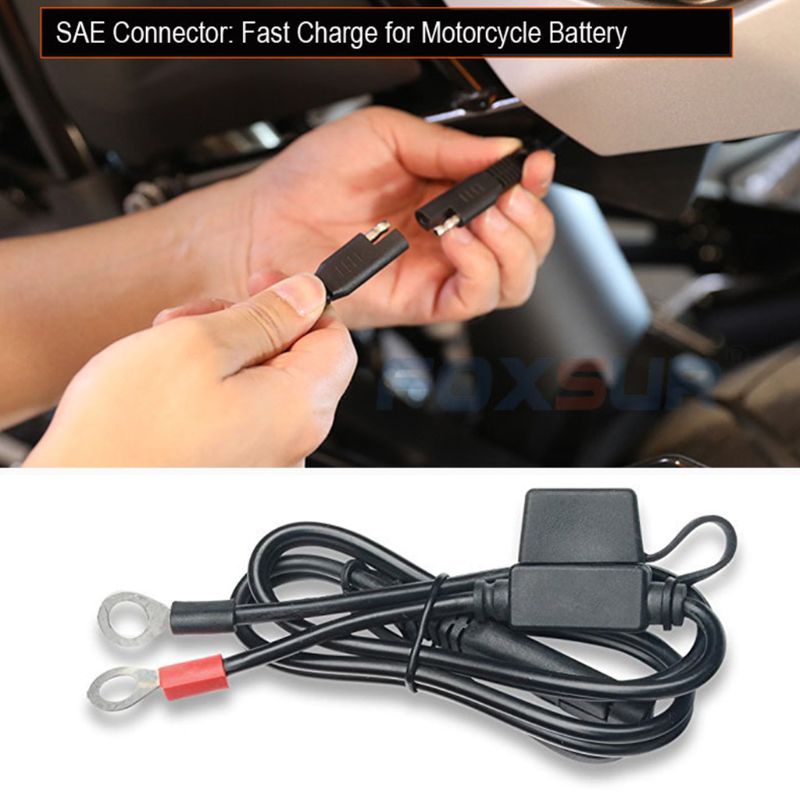 12V Motorcycle Battery Charger Terminal To SAE Quick Disconnect Cable Connector